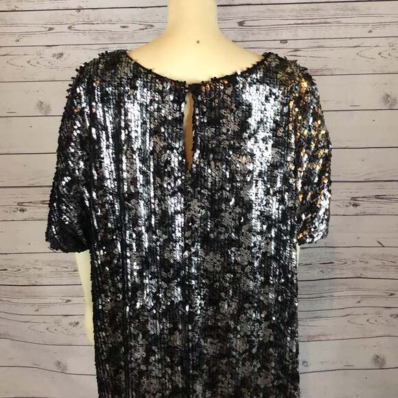 R&M Richard’s Black and silver sequin midi short sleeved dress size 22 w - Picture 10 of 12
